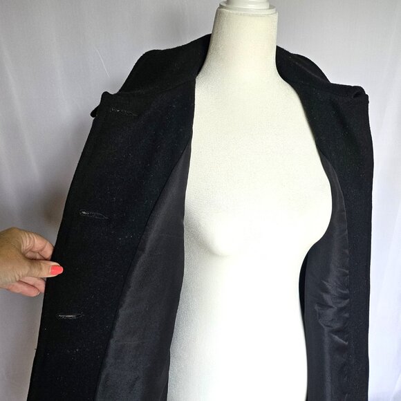 STEPHANIE MATHEWS Black Wool Women's Coat, Size S - Picture 9 of 12